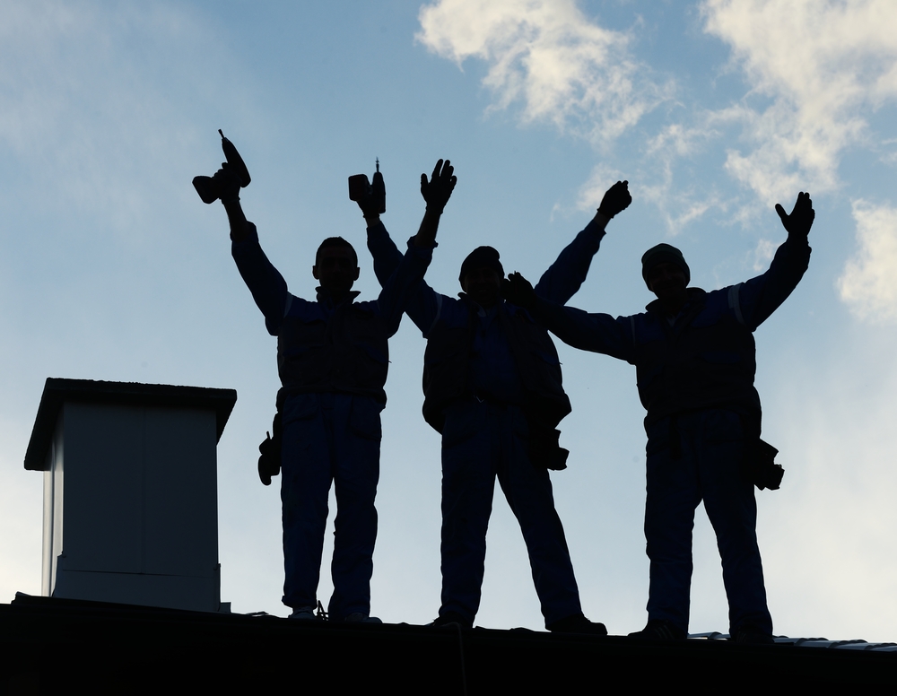 Building roof construction site teamwork silhouette-2