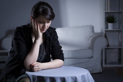 Portrait of despair widow being in mourning