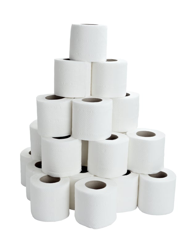 close up of  a toilet paper on  white background